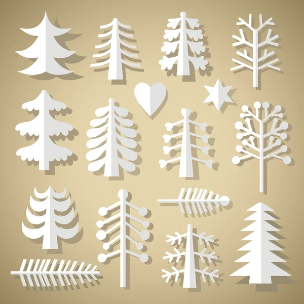 Corte de árvores de Natal de papel branco — Vetor de Stock