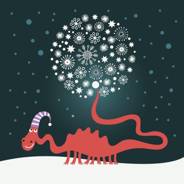 tebrik Noel kartı için şirin karlı dragon