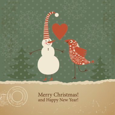 Retro greeting christmas and new year's card clipart