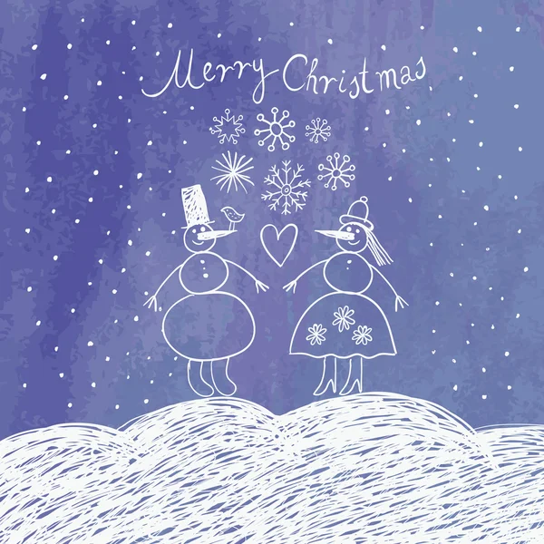 Χριστουγεννιάτικη κάρτα με χιονάνθρωπο αστεία — Διανυσματικό Αρχείο