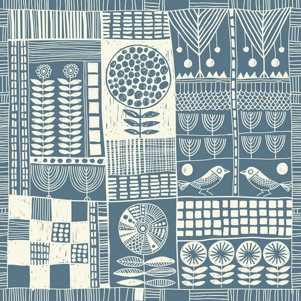 Patrón sin costuras en estilo de patchwork — Archivo Imágenes Vectoriales