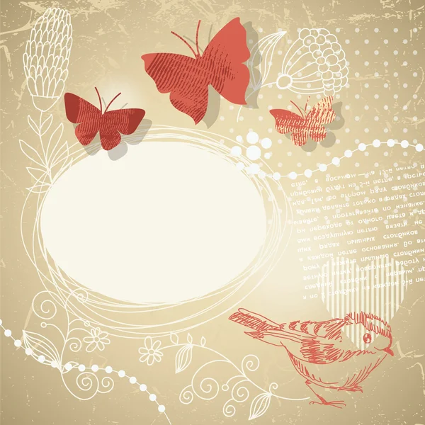蝴蝶与花元素抽象背景 — 图库矢量图片