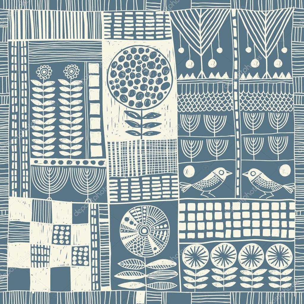Seamless pattern in style of patchwork