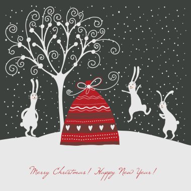 Christmas and New year's greeting card clipart