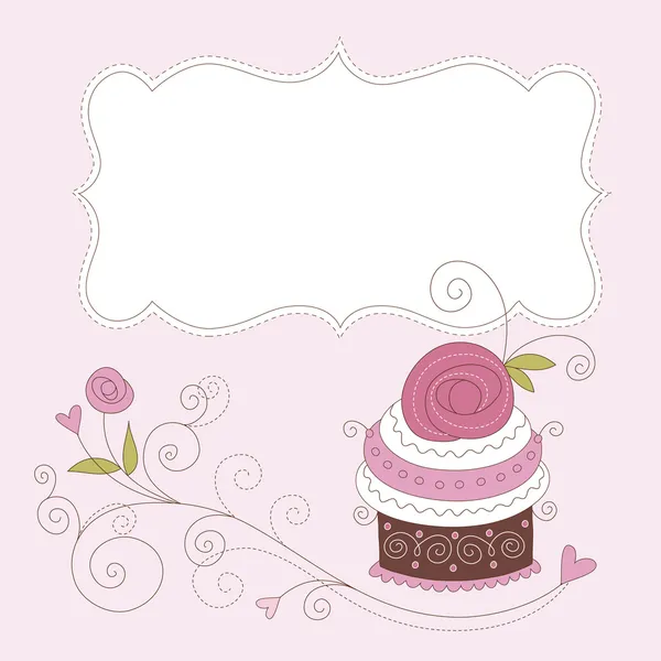 Greeting card with cute cake — Stock Vector