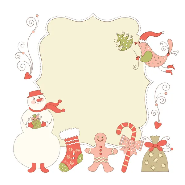 Noel ve yılbaşı tebrik kartı — Stok Vektör