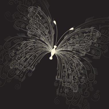 Butterfly on black background clipart