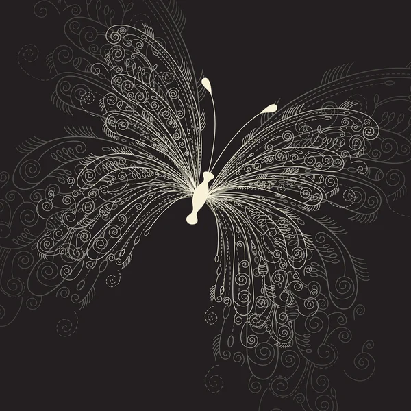 Mariposa sobre fondo negro — Archivo Imágenes Vectoriales