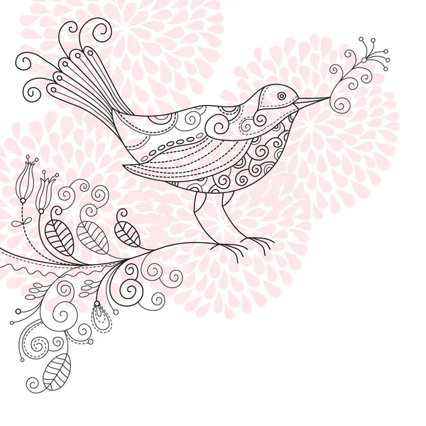 Stilize süslü kuş çizimi — Stok Vektör