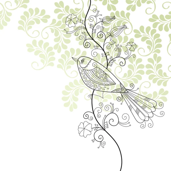 Иллюстрация со стилизованной украшенной птицей — стоковый вектор