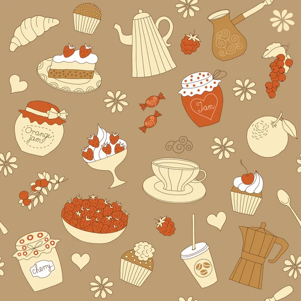 Nahtloses Muster mit Elementen des Desserts — Stockvektor