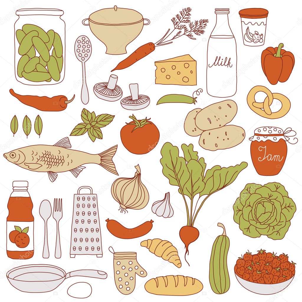 Set of food, vector illustration