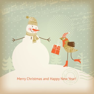 Christmas and New Year's greeting card clipart