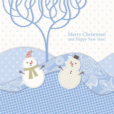 Christmas and New Year's greeting card clipart