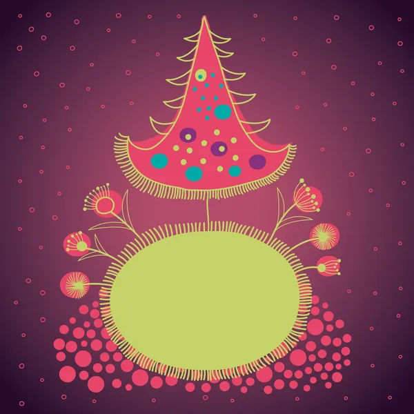 クリスマス ツリー、クリスマスと新年のグリーティング カード — ストックベクタ