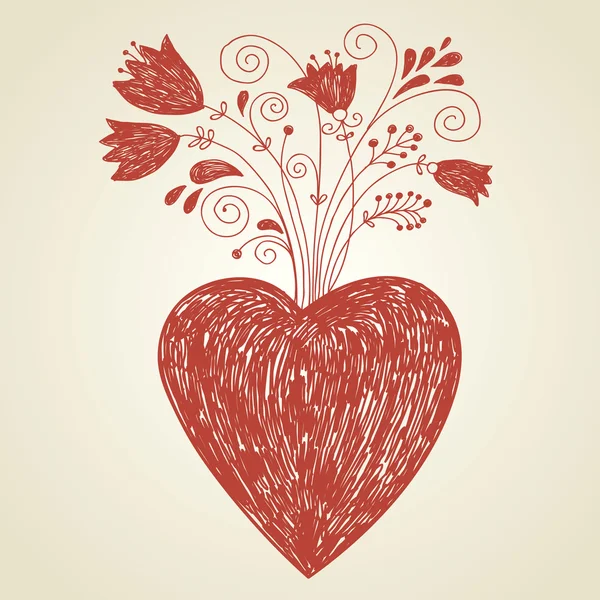 Серце і квіти — стоковий вектор