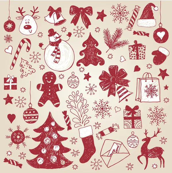 Elementos de dibujo a mano de Navidad — Archivo Imágenes Vectoriales