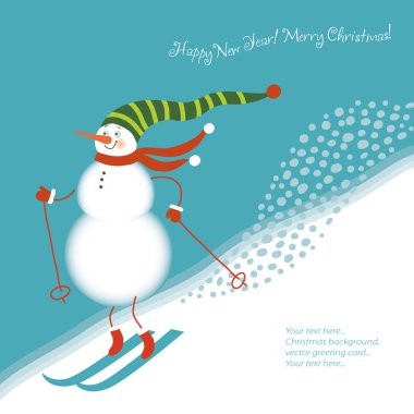 Funny snowman alpine Kayak gitmek