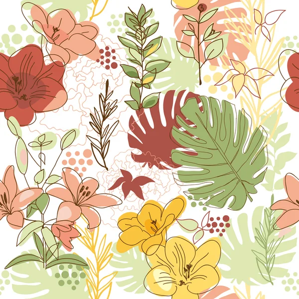 Ilustración floral sin costuras — Archivo Imágenes Vectoriales