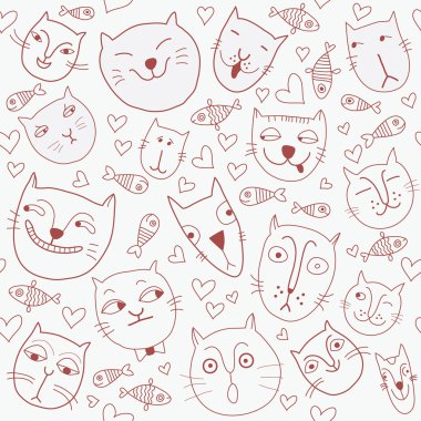 Seamless pattern with cats clipart