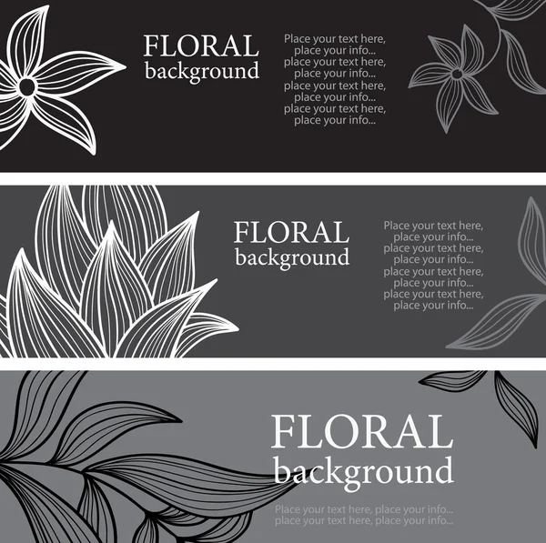 花の要素とバナーの設定 — ストックベクタ