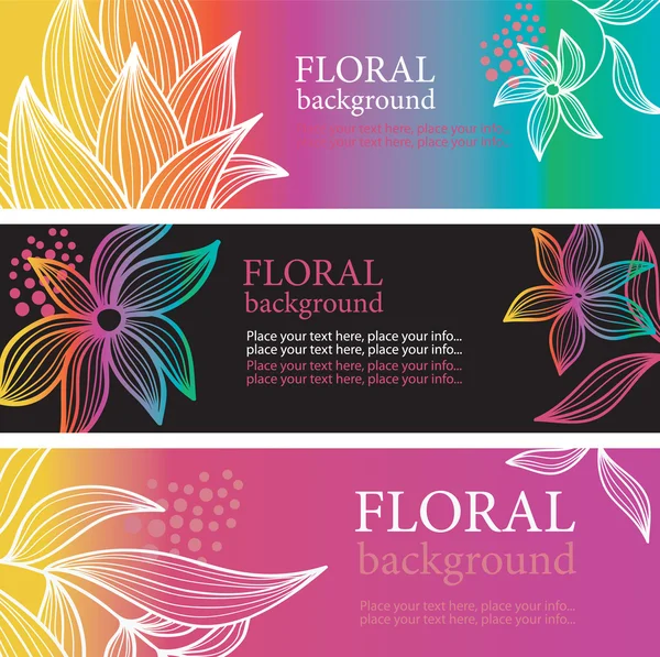Bandeiras florais horizontais —  Vetores de Stock