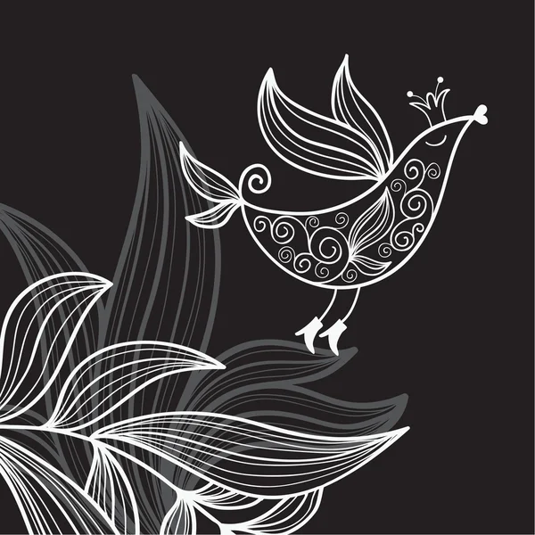 Oiseau sur fond floral — Image vectorielle