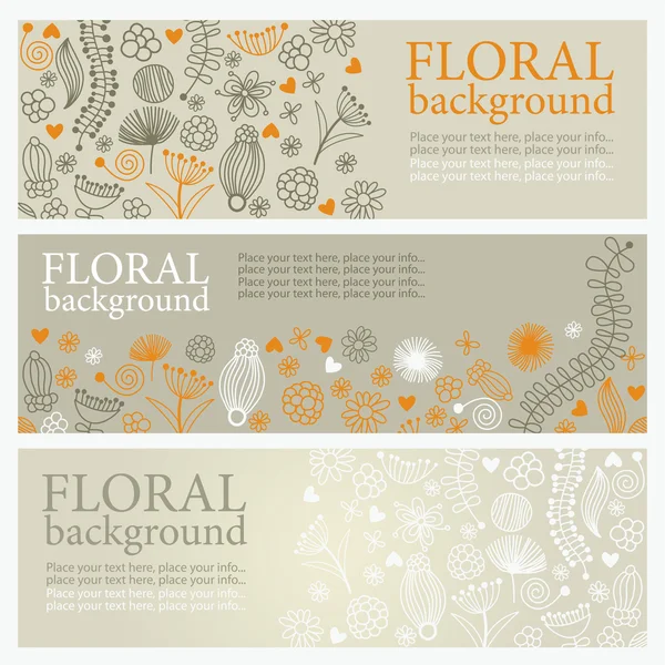 Bannières florales horizontales — Image vectorielle