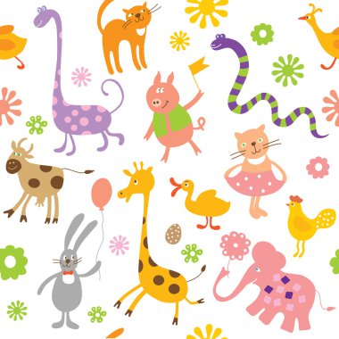 Seamless pattern with cute animals clipart