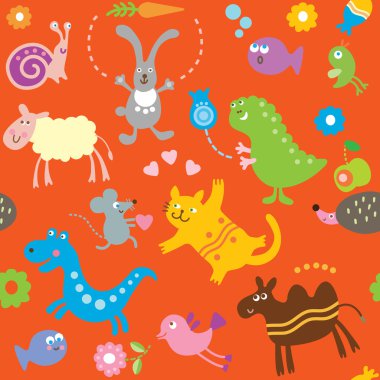 Seamless pattern with cute animals clipart