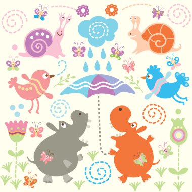 Seamless pattern with cute animals clipart