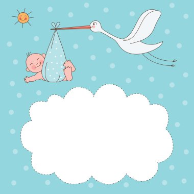 Baby boy arrival announcement card clipart