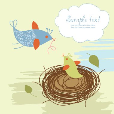 Baby bird In nest clipart