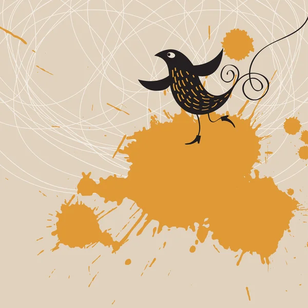 Grunge arka plan ile kuş — Stok Vektör