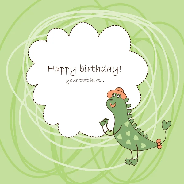 Sevimli dinozor, sizin metin için yer ile tebrik kartı — Stok Vektör