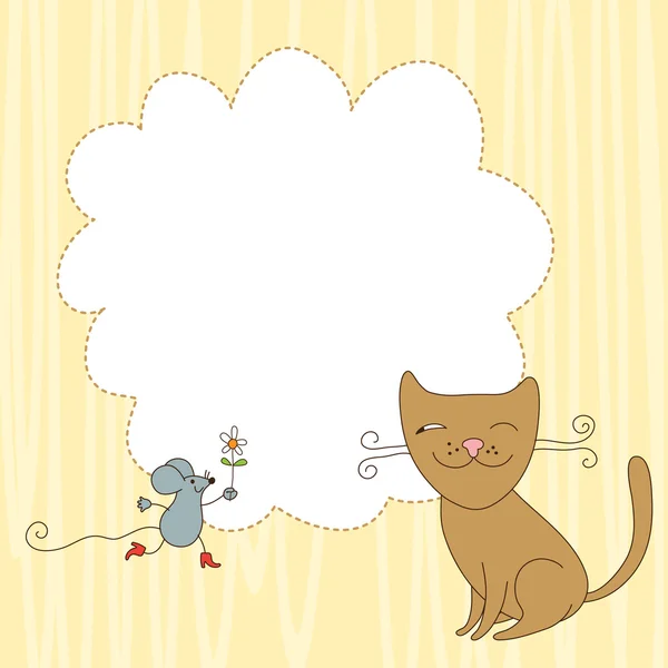 贺卡 witg 可爱猫和为您的文本的地方 — 图库矢量图片