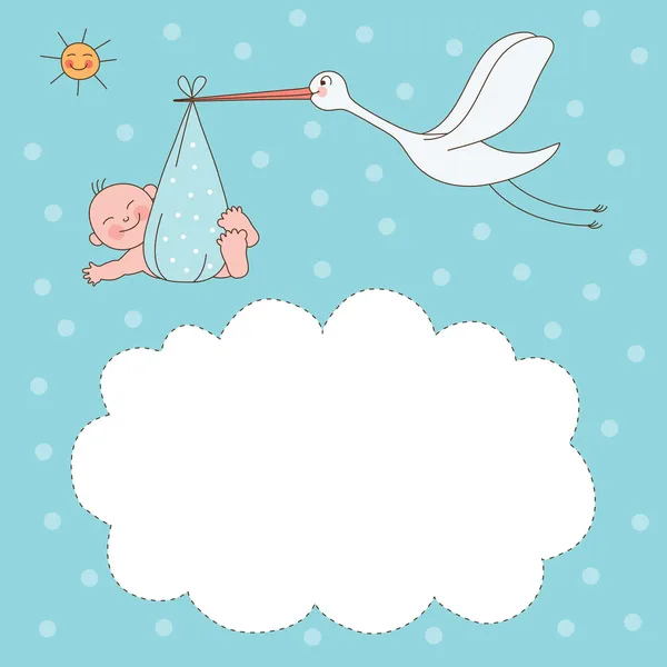 赤ちゃん男の子到着のお知らせカード — ストックベクタ