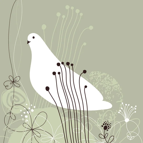 Fondo floral con pájaro — Archivo Imágenes Vectoriales