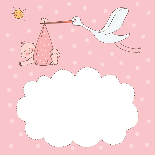 बेबी गर्ल आगमन घोषणा कार्ड — स्टॉक वेक्टर