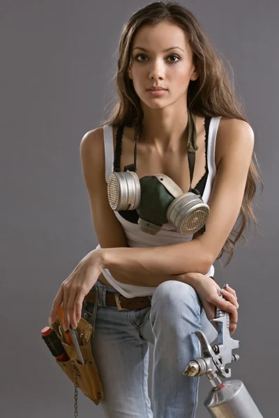 Sexy mujer joven trabajador de la construcción —  Fotos de Stock