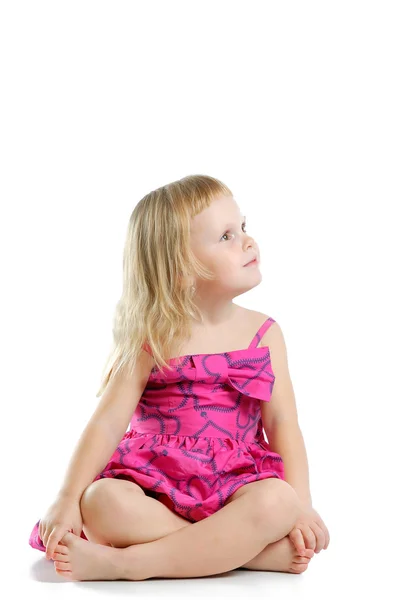 Little girl in studio on white background — Stock Photo, Image