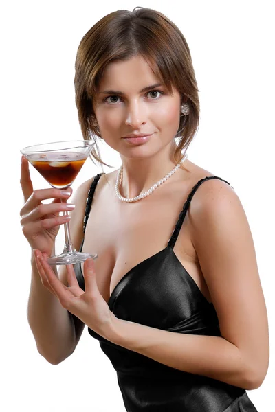 stock image Beautiful woman with glass of cocktail