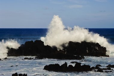 Huge waves hitting coastal cliffs