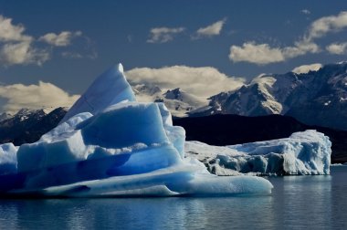 Melting iceberg from dyeing glacier drifting away on Argentino l clipart