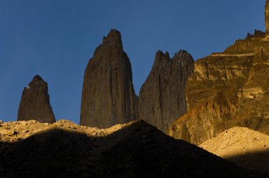 Torres del paineblack towers at sunrise, torres del paine nation