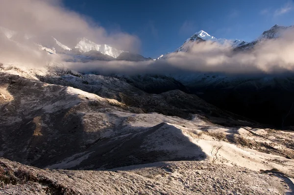 Paysage de montagne dans la chaîne himalaya khangchengdzonga — Photo