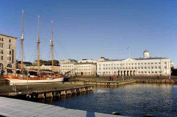 stock image Big three masted sailing boat in harbour downtown helsinki finland