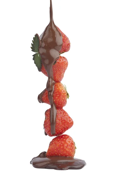 stock image Chocolate strawberries isolated on white