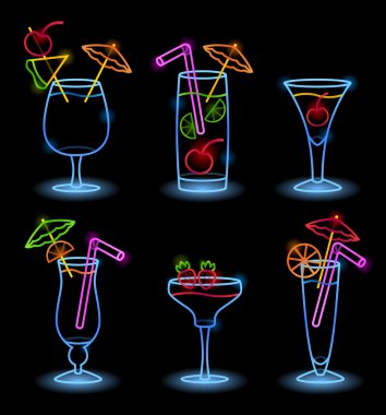 Neon Tropical Drinks clipart