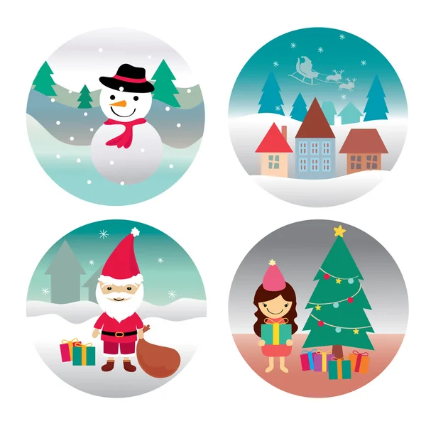 Noel Baba, kız, kardan adam ve ev